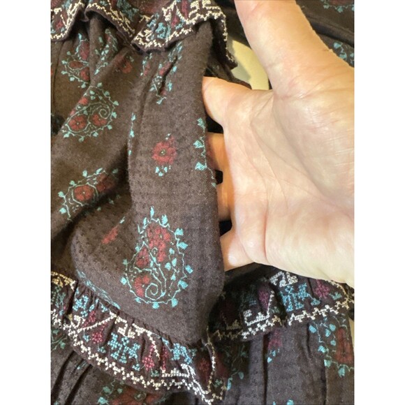 NWT SEA NY Ellabeth Size 8 Boho V-Neck Brown Cotton Blend Long Sleeve Dress  New - Picture 14 of 16